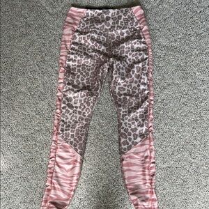Good American Pink and Brown Leggings with Animal Print